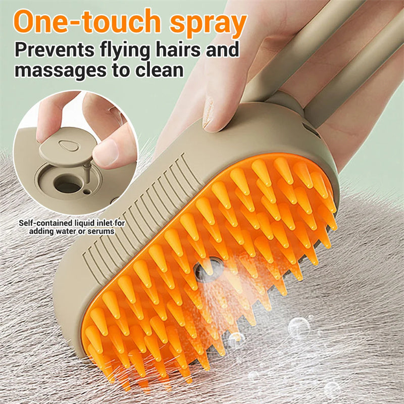Cat Steam Brush – 3-in-1 Electric Pet Grooming Tool for Effortless Shedding Control