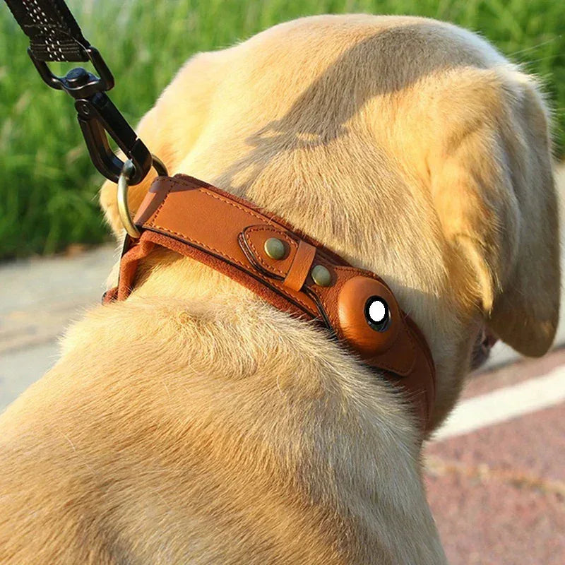 GPS Tracker Collar Holder - Premium Vegan Leather Dog Collar for Location Devices - Pawfectly Pets
