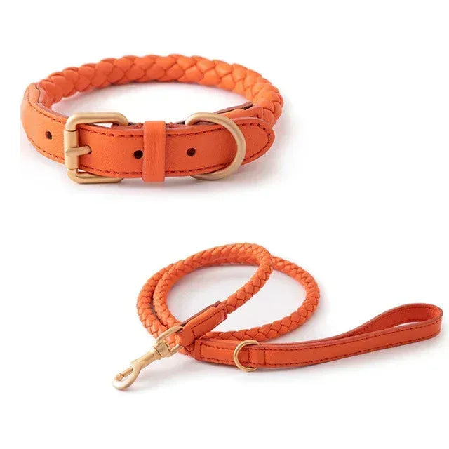 Premium Vegan Leather Dog Collar - Stylish, Sturdy & Cruelty-Free Large Dog Collar with Matching Leash Set - Pawfectly Pets