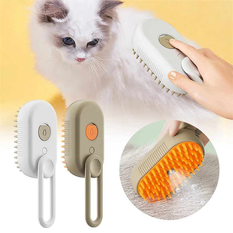 Cat Steam Brush – 3-in-1 Electric Pet Grooming Tool for Effortless Shedding Control