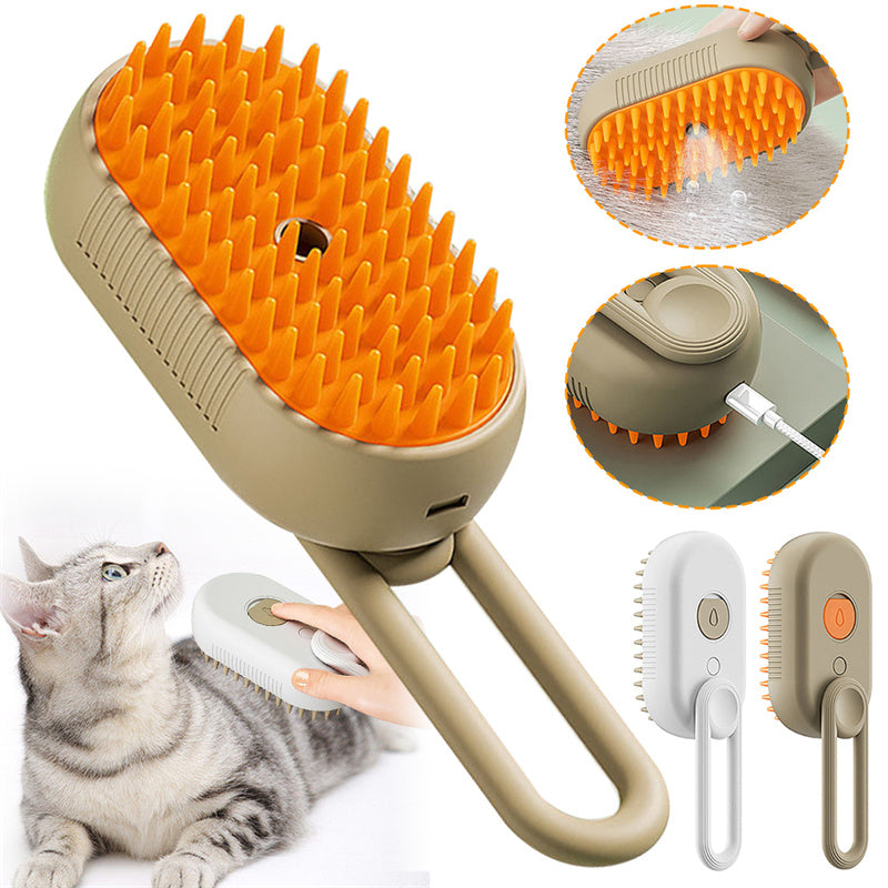 Cat Steam Brush – 3-in-1 Electric Pet Grooming Tool for Effortless Shedding Control