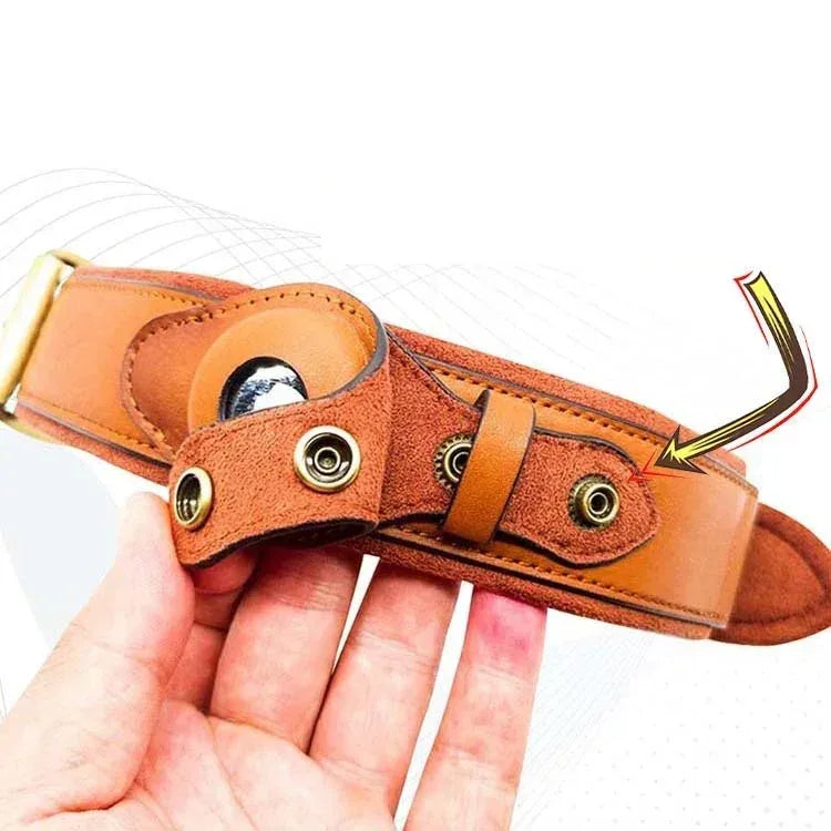 GPS Tracker Collar Holder - Premium Vegan Leather Dog Collar for Location Devices - Pawfectly Pets