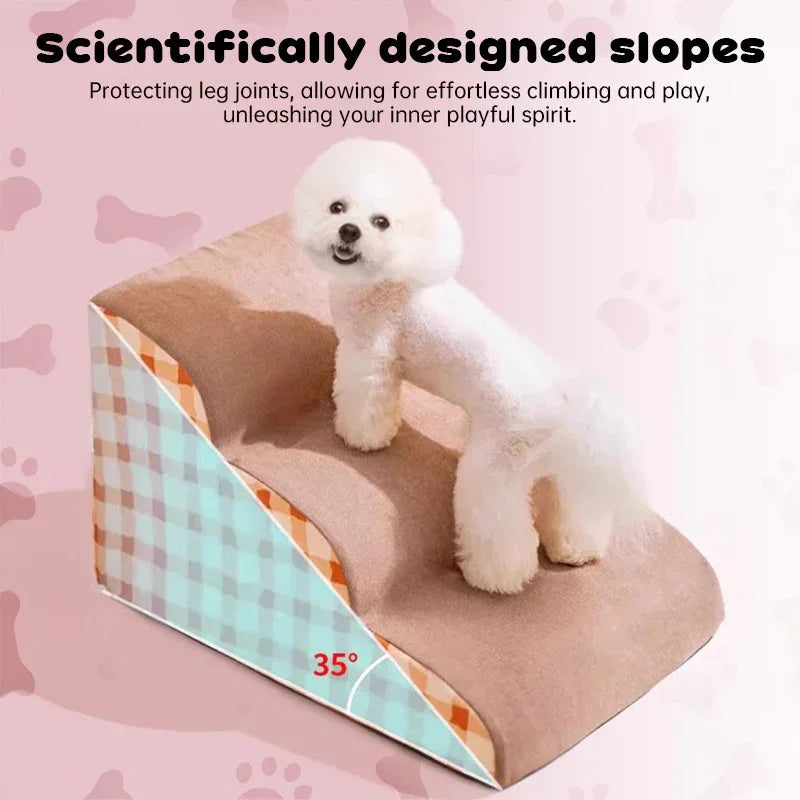 Pet Stairs for Dogs and Cats – Memory Foam Non-Slip Steps with Washable Cover for Small Pets, Elderly Dogs, and Injured Furry Friends - Pawfectly Pets