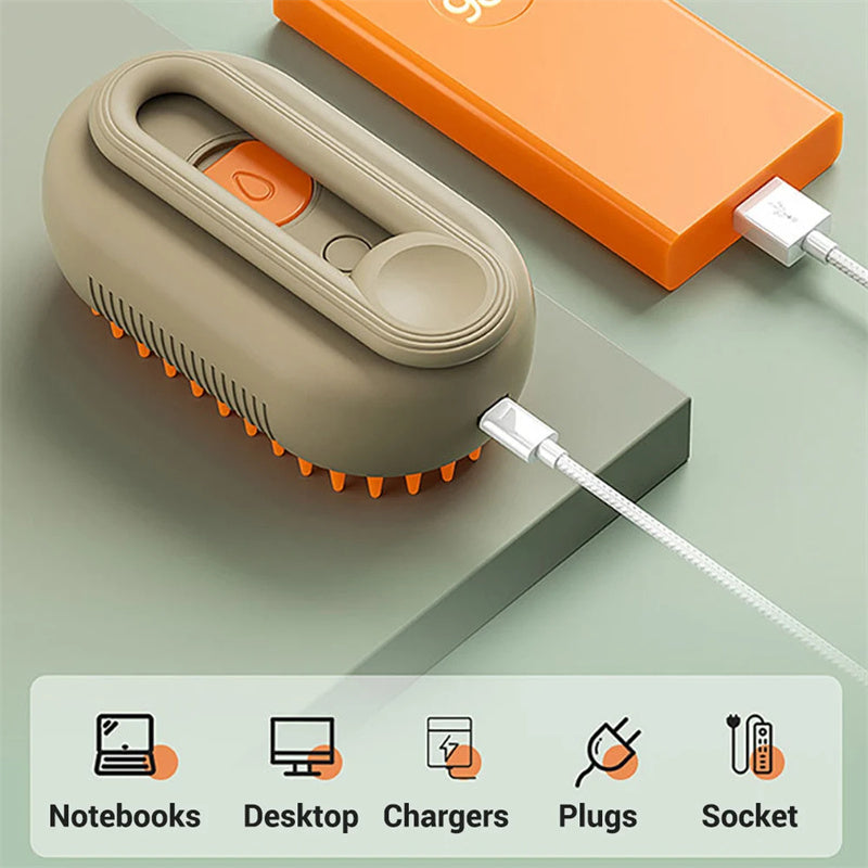 Cat Steam Brush – 3-in-1 Electric Pet Grooming Tool for Effortless Shedding Control