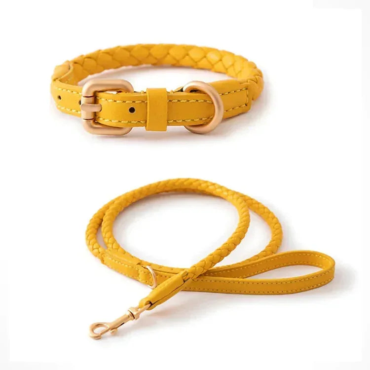 Premium Vegan Leather Dog Collar - Stylish, Sturdy & Cruelty-Free Large Dog Collar with Matching Leash Set - Pawfectly Pets