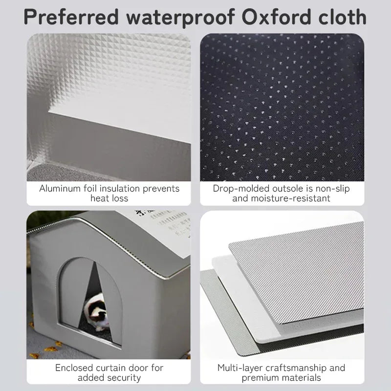 Outdoor Cat House Insulated Weatherproof Shelter with Raised Base and Reflective Thermal Lining for Winter Protection - Pawfectly Pets