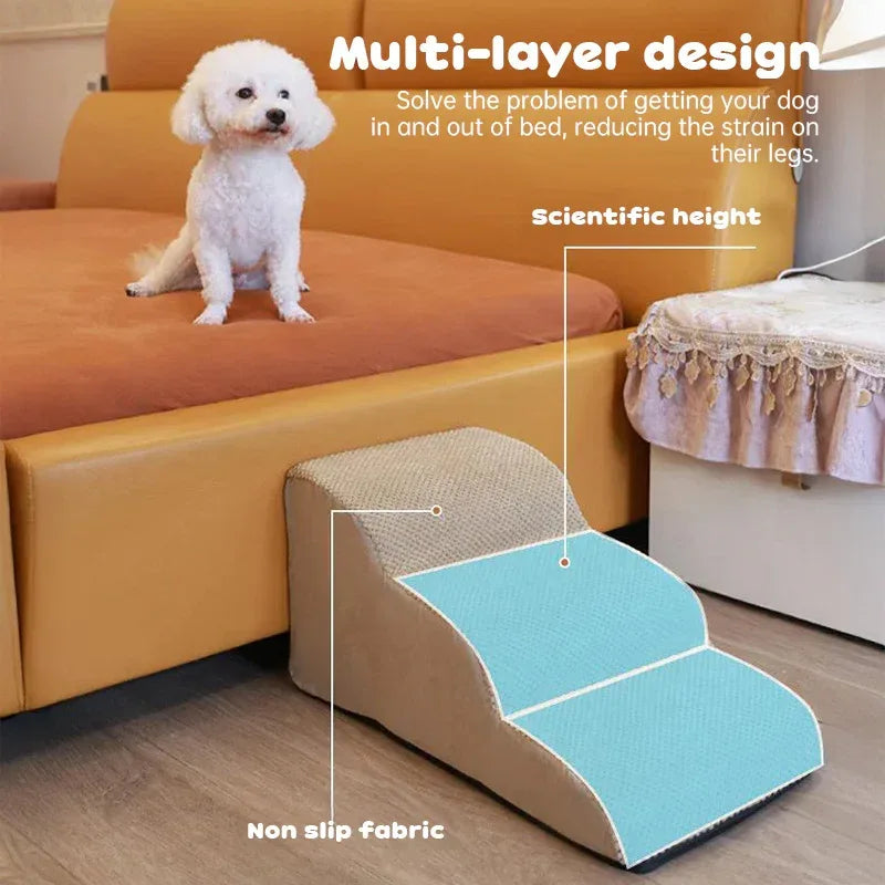Pet Stairs for Dogs and Cats – Memory Foam Non-Slip Steps with Washable Cover for Small Pets, Elderly Dogs, and Injured Furry Friends - Pawfectly Pets