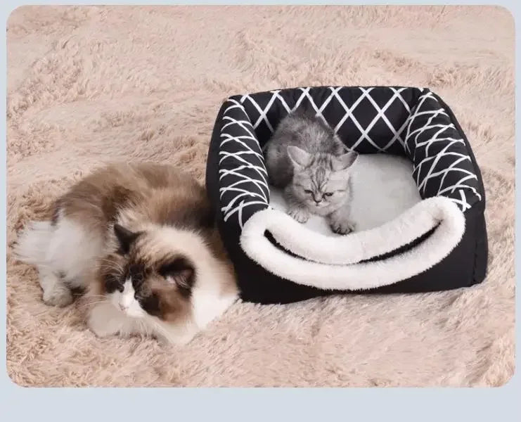 Cat Cave Bed - Cosy Four Seasons Space Capsule Cat House with Removable Cushion for Indoor Cats - Pawfectly Pets
