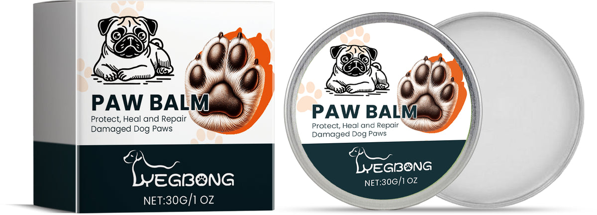 Wegbong paw balm packaging with a pug illustration on a white background