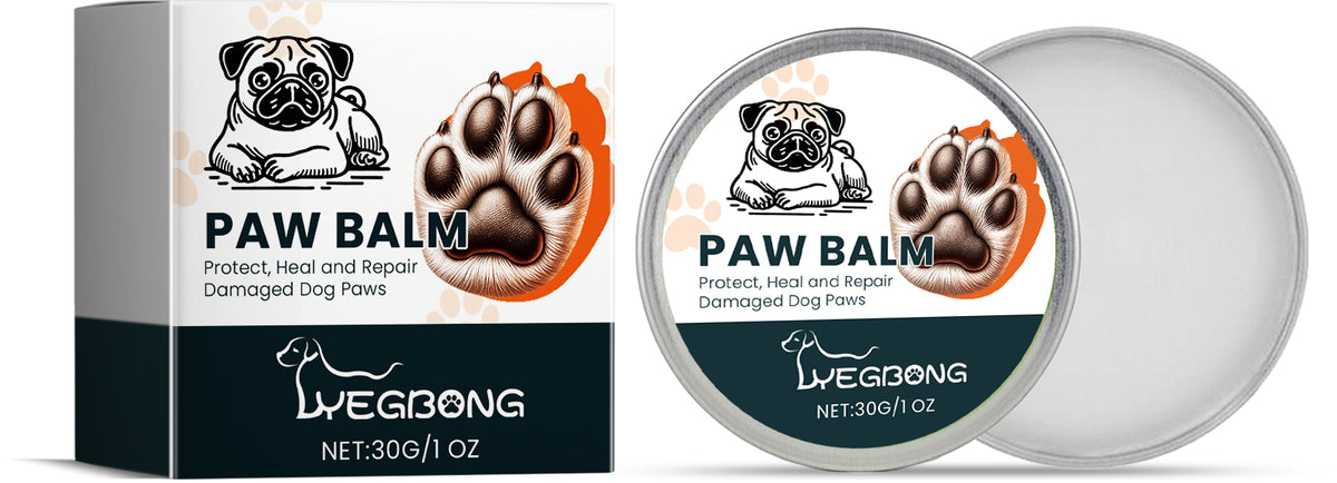 Wegbong paw balm packaging with a pug illustration on a white background