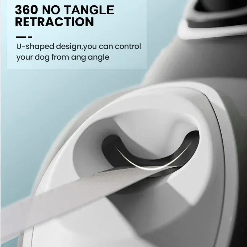 Retractable Dog Leash with unique u-shaped design – 3-in-1 Automatic Lead with LED Light & Waste Bag Holder - Pawfectly Pets