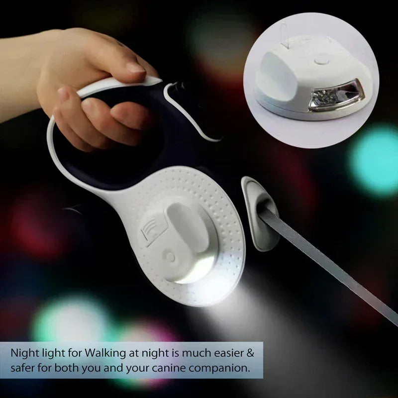 Retractable Dog Leash with unique u-shaped design – 3-in-1 Automatic Lead with LED Light & Waste Bag Holder - Pawfectly Pets